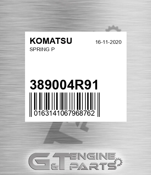 389004R91 Spring P for KOMATSU