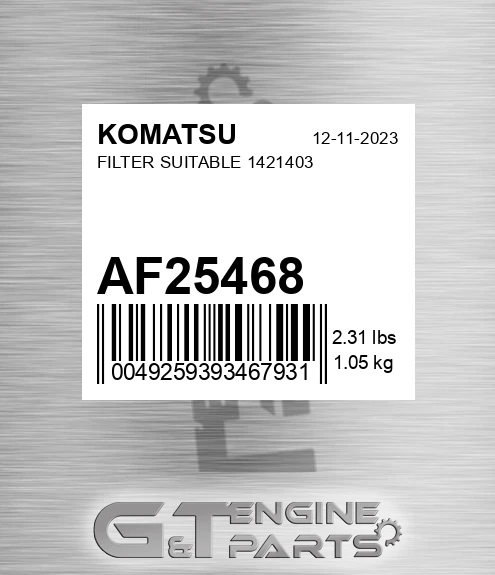 AF25468 Filter Suitable 1421403
