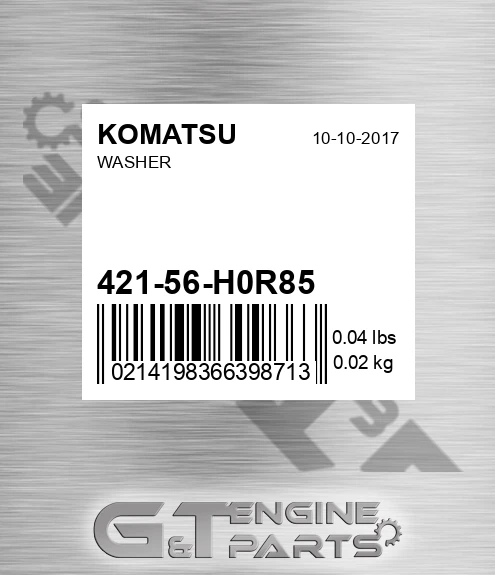 421-56-H0R85 Washer for KOMATSU