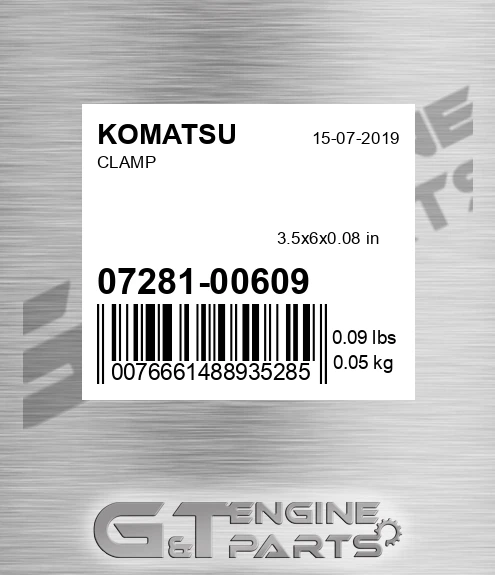 07281-00609 Clamp for KOMATSU