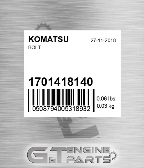 170-14-18140 Bolt for KOMATSU