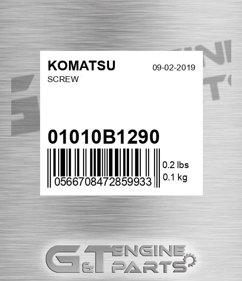 01010-B1290 Screw for KOMATSU