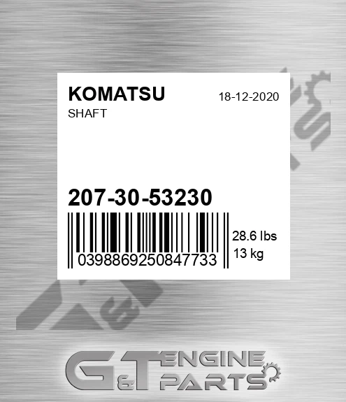 207-30-53230 Shaft for KOMATSU