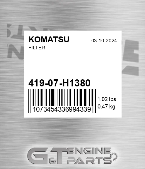 419-07-H1380 Filter for KOMATSU