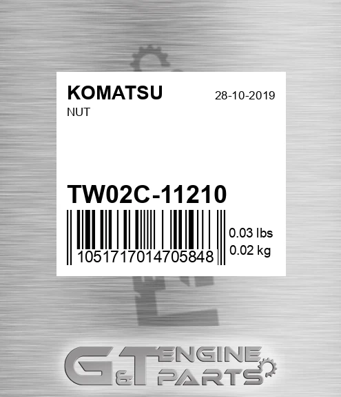 TW02C-11210 Nut for KOMATSU