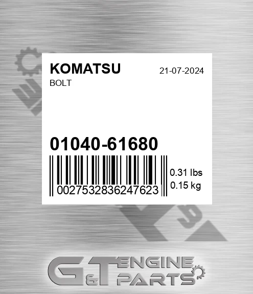 01040-61680 Bolt for KOMATSU