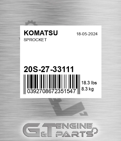 20S-27-33111 Sprocket for KOMATSU