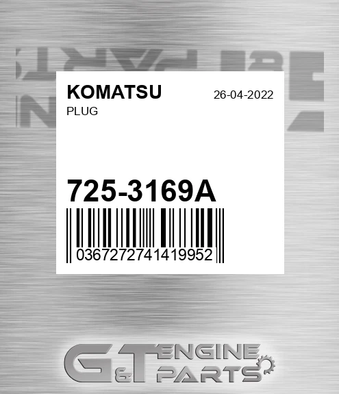 725-3169A Plug for KOMATSU