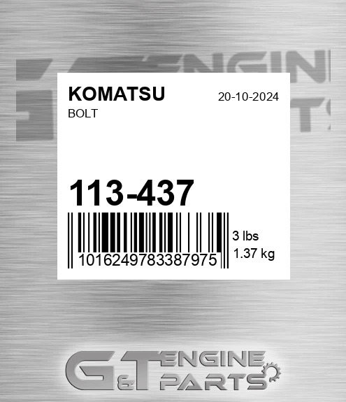 113-437 Bolt for KOMATSU