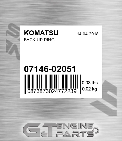 07146-02051 Back-up Ring for KOMATSU