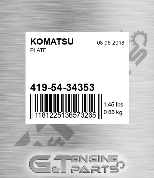 419-54-34353 Plate for KOMATSU