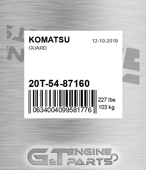 20T-54-87160 Guard for KOMATSU