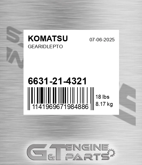 6631-21-4321 Gearidlepto for KOMATSU