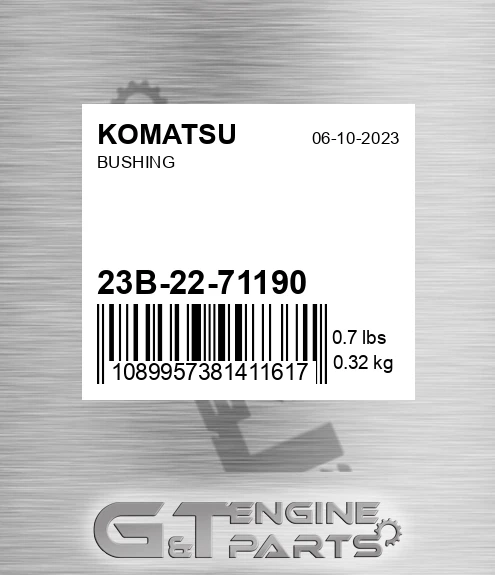 23B-22-71190 Bushing for KOMATSU