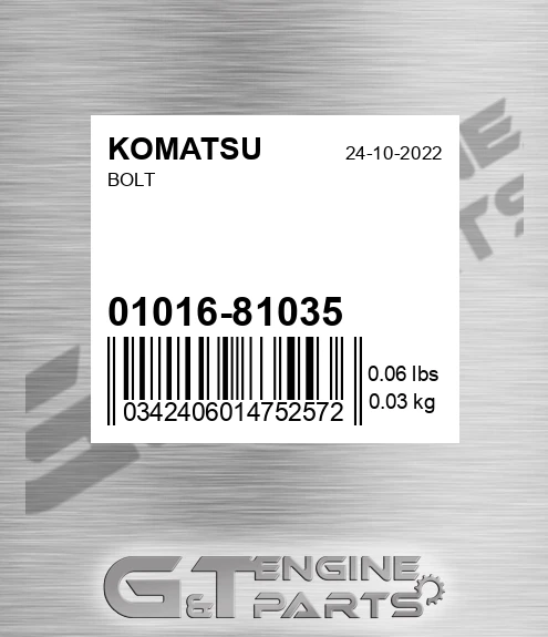01016-81035 Bolt for KOMATSU