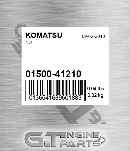 01500-41210 Nut for KOMATSU