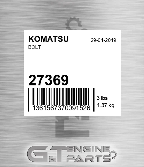 27369 Bolt for KOMATSU