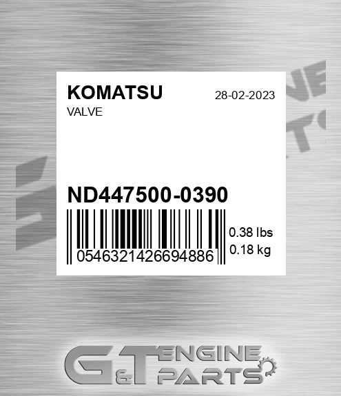 ND447500-0390 Valve for KOMATSU