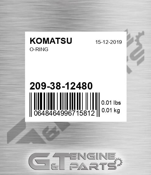 209-38-12480 O-ring for KOMATSU