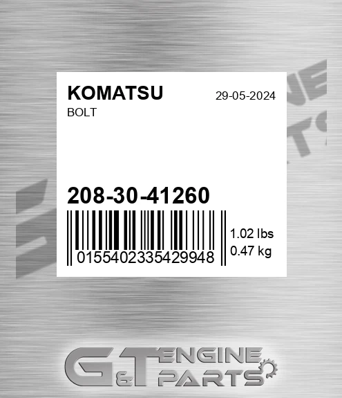 208-30-41260 Bolt for KOMATSU