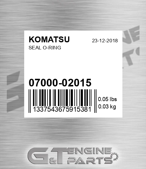 07000-02015 Seal O-ring for KOMATSU