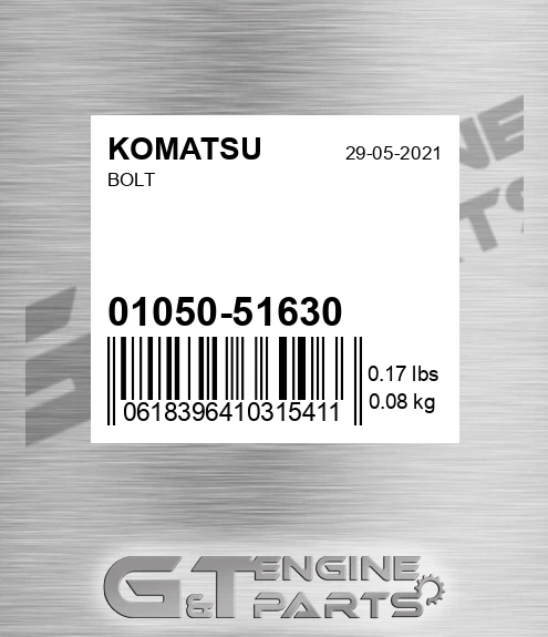 01050-51630 Bolt for KOMATSU