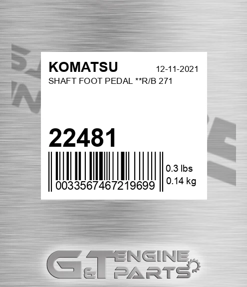 22481 Shaft Foot Pedal **r/b 271 for KOMATSU