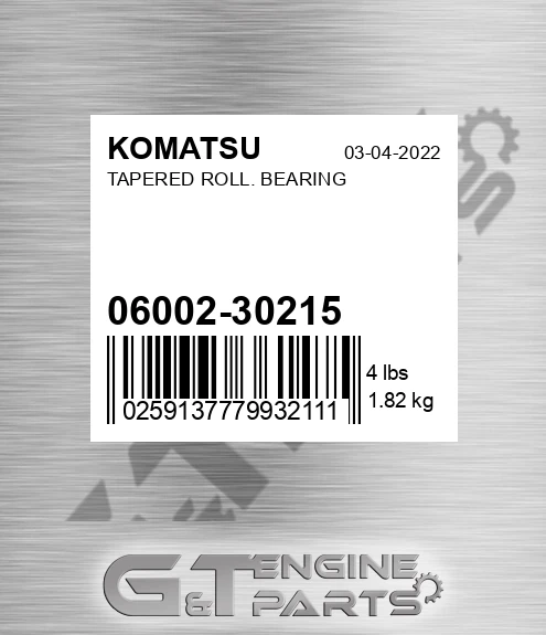 06002-30215 Tapered Roll. Bearing for KOMATSU