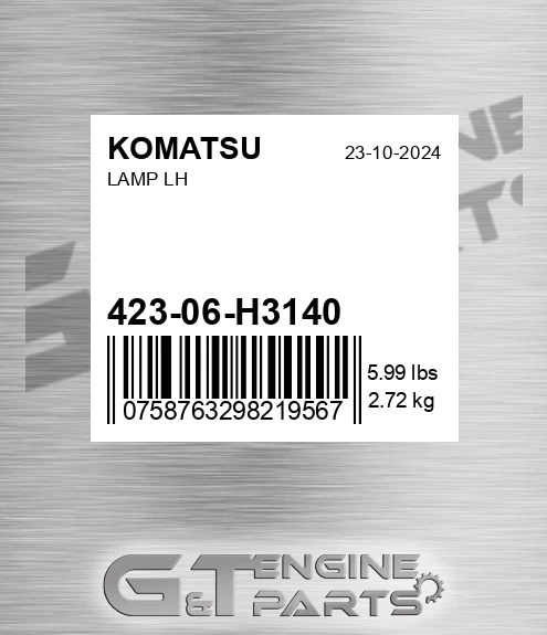 423-06-H3140 Lamp Lh for KOMATSU