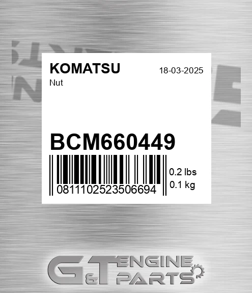 BCM660449 Nut for KOMATSU