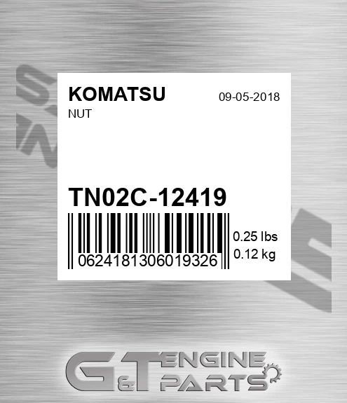 TN02C-12419 Nut for KOMATSU