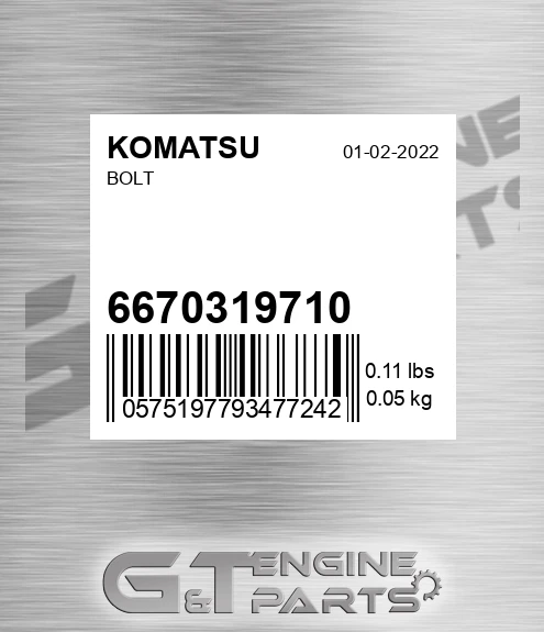 6670-31-9710 Bolt for KOMATSU