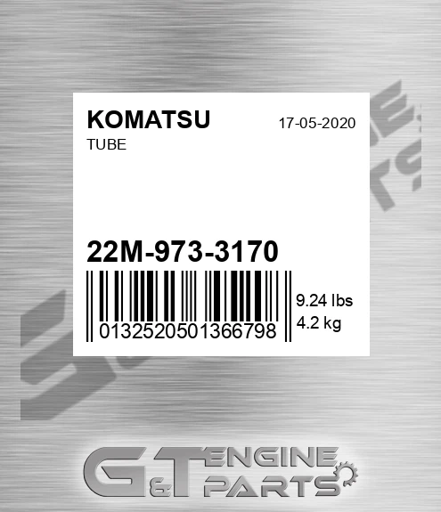 22M-973-3170 Tube for KOMATSU