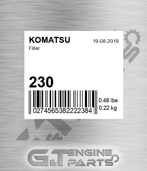 230 Filler for KOMATSU