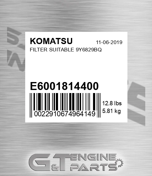 E600-181-4400 Filter Suitable 9y6829bq for KOMATSU