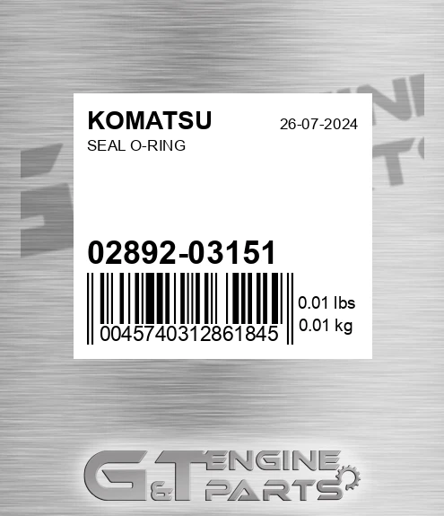 02892-03151 Seal O-ring for KOMATSU