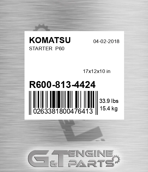 R600-813-4424 Starter P60 for KOMATSU
