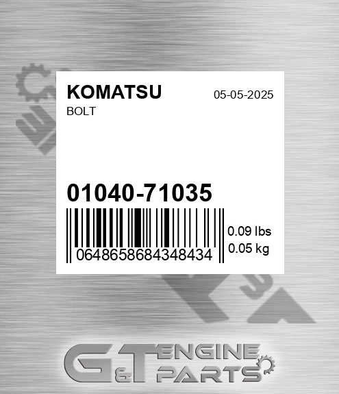 01040-71035 Screw for KOMATSU