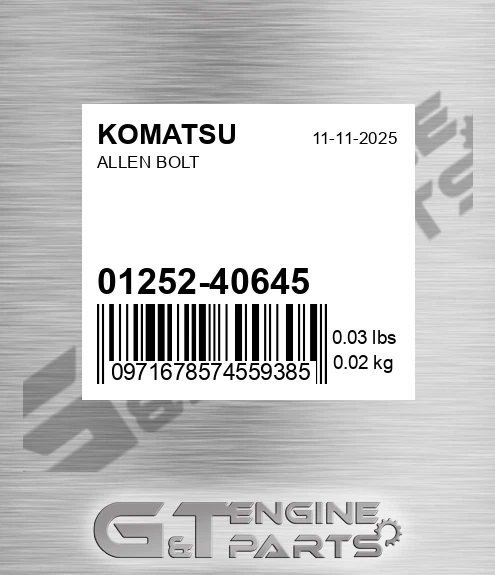 01252-40645 Allen Bolt for KOMATSU