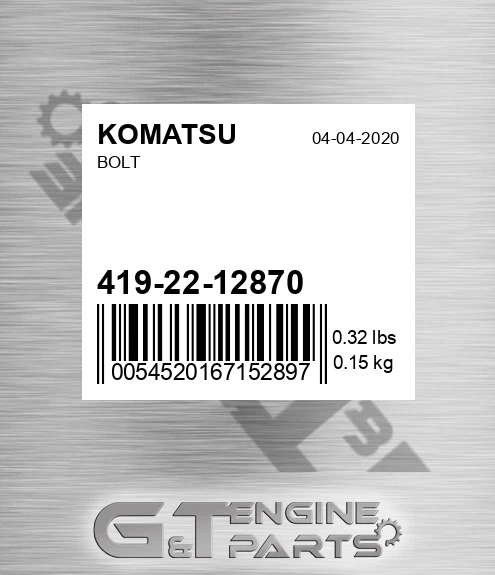 419-22-12870 Bolt for KOMATSU