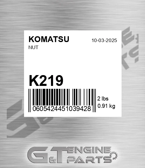 K219 Nut for KOMATSU