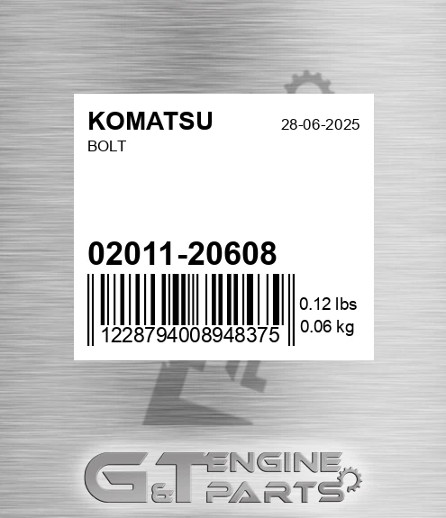 02011-20608 Bolt for KOMATSU