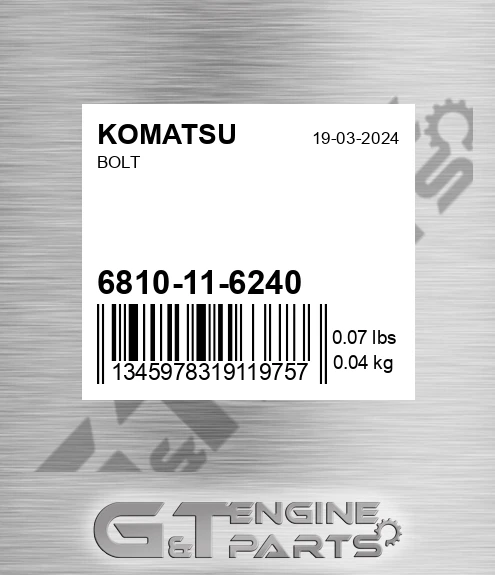 6810-11-6240 Bolt for KOMATSU