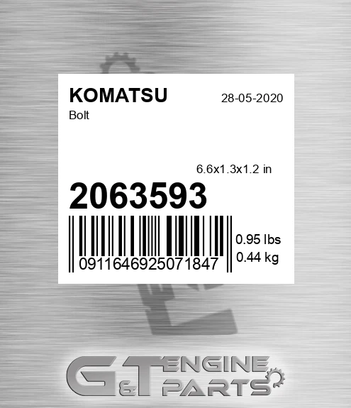 2063593 Bolt for KOMATSU