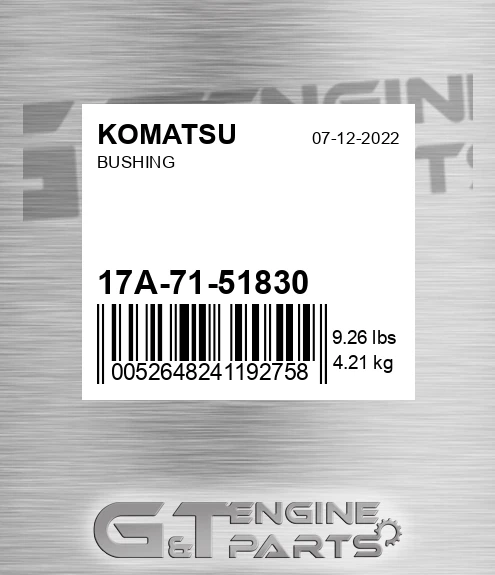 17A-71-51830 Bushing for KOMATSU