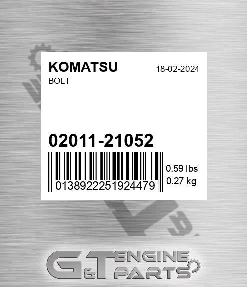 02011-21052 Bolt for KOMATSU