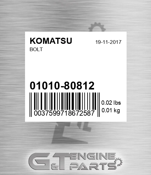 01010-80812 Bolt for KOMATSU