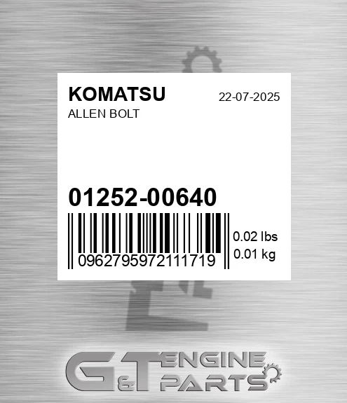01252-00640 Allen Bolt for KOMATSU