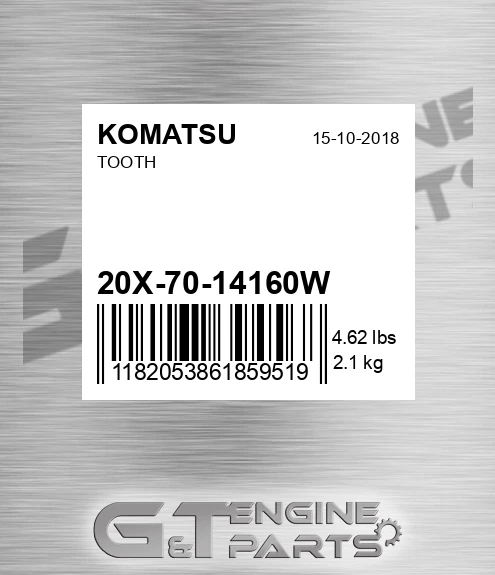 20X-70-14160W Tooth for KOMATSU
