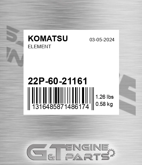 22P-60-21161 Element for KOMATSU
